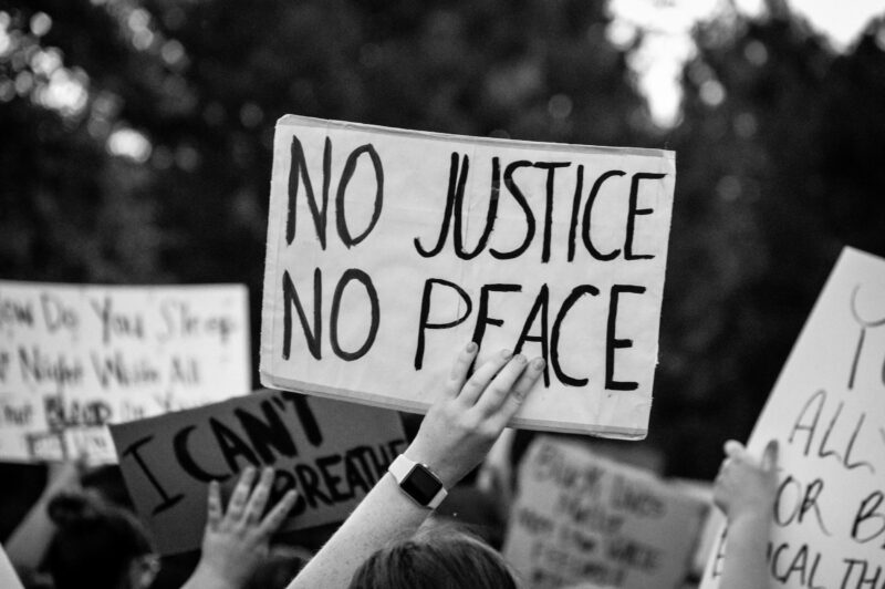 No Justice No Peace protest sign